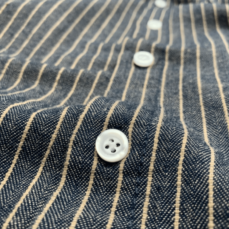 Chemise cowboy vintage lin et coton rayures bleues (3)