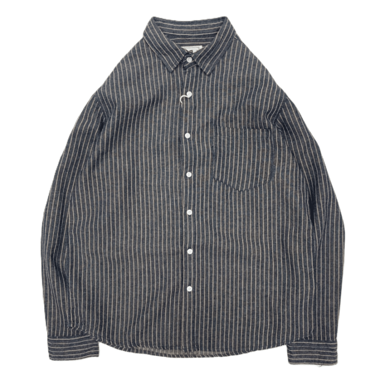 Chemise cowboy vintage lin et coton rayures bleues (5)