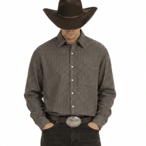 Chemise cowboy vintage lin et coton rayures grises