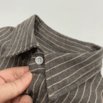 Chemise cowboy vintage lin et coton rayures grises (3)