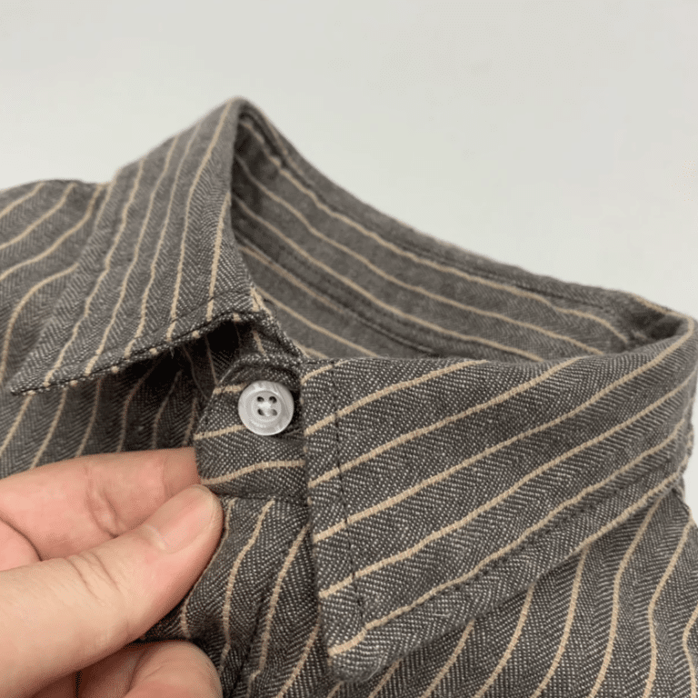 Chemise cowboy vintage lin et coton rayures grises (3)