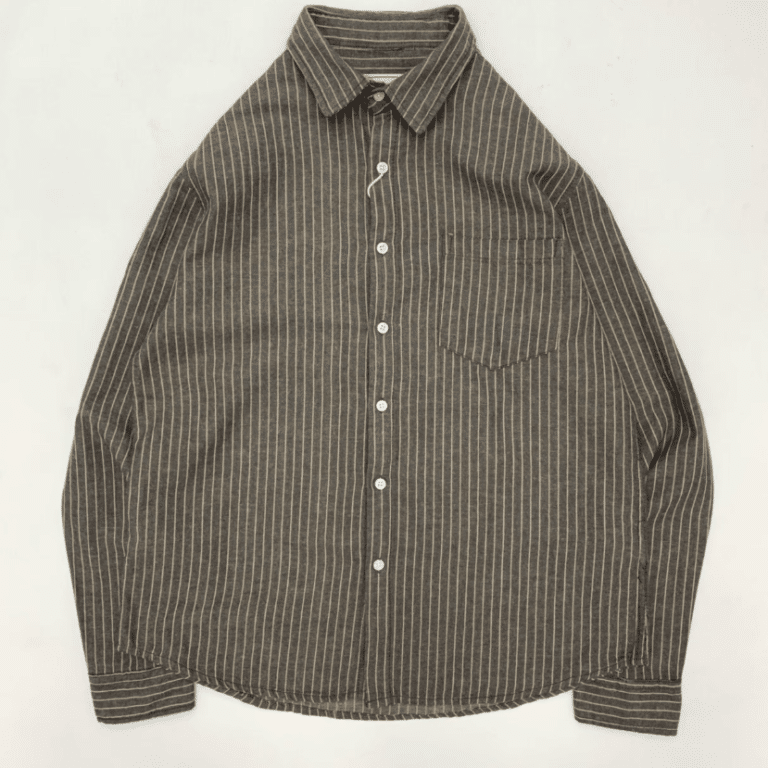 Chemise cowboy vintage lin et coton rayures grises (4)