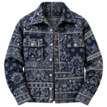 Chemise hiver cowboy homme bleu motifs paisley (3)