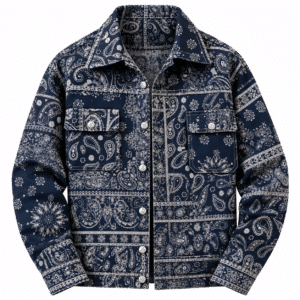 Surchemise cowboy bleu marine à motifs paisley