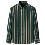 Chemise vintage rayée verte en coton logo cowboy (1)