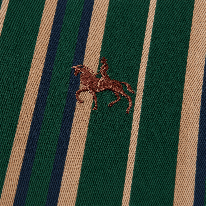 Chemise vintage rayée verte en coton logo cowboy (3)