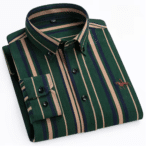 Chemise vintage rayée verte en coton logo cowboy (4)