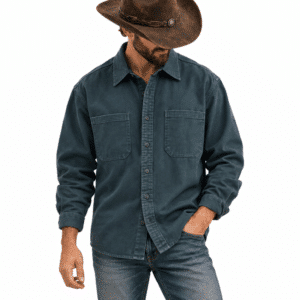 Chemise western homme coton bleu pétrole