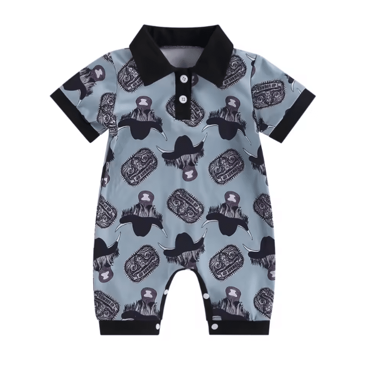 Combinaison bébé cowboy cactus et fers à cheval (3)