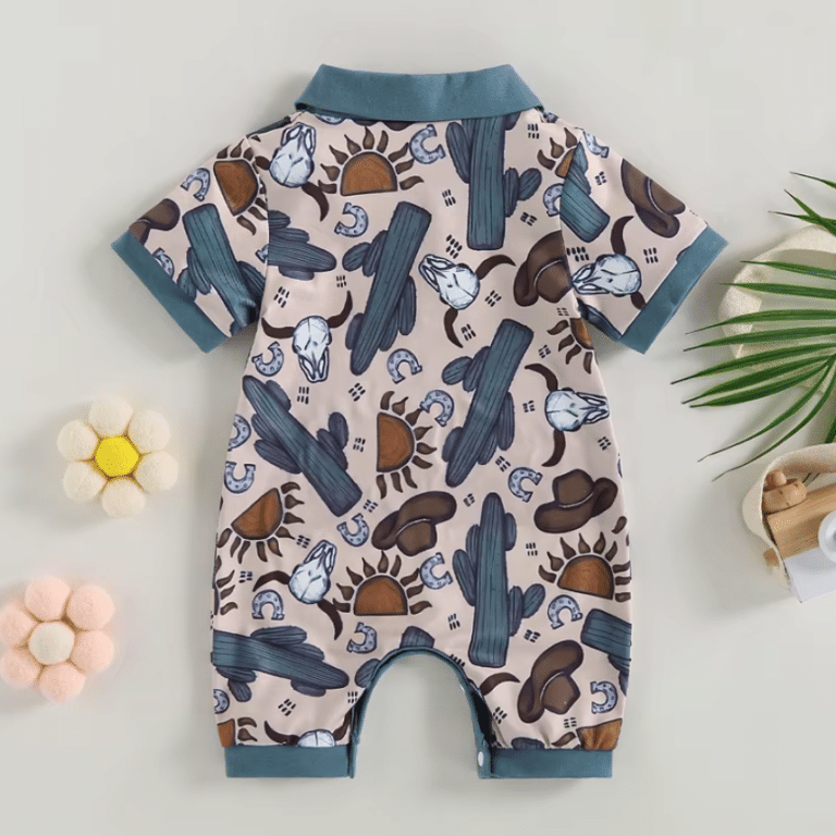 Combinaison bébé cowboy cactus et fers à cheval (7)