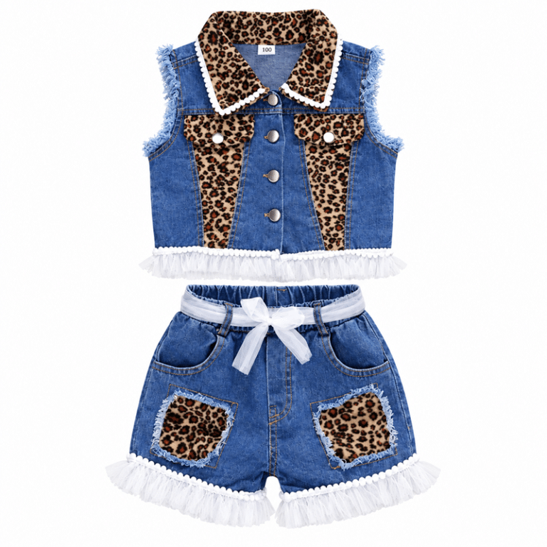 Ensemble bébé cowboy motif léopard volants blancs (2)