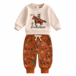 Ensemble bébé cowboy sweat beige et pantalon marron western (1)