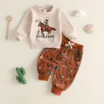 Ensemble bébé cowboy sweat beige et pantalon marron western (2)