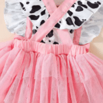 Ensemble bébé rose motif vache jupe tutu bandeau (2)