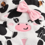 Ensemble bébé salopette vache haut rose à volants (4)