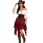 Ensemble cowgirl femme blanc noir bordeaux Western romantique (1)