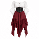 Ensemble cowgirl femme blanc noir bordeaux Western romantique (2)