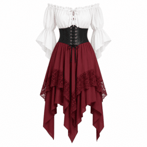 Ensemble cowgirl femme blanc noir bordeaux Western romantique
