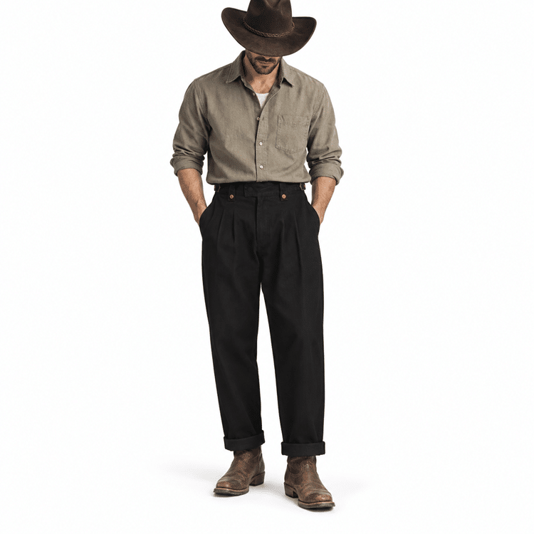 Pantalon américain vintage homme années 30-40 à pinces (3)