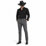 Pantalon homme gris chiné coupe ajustée western contemporaine (1)