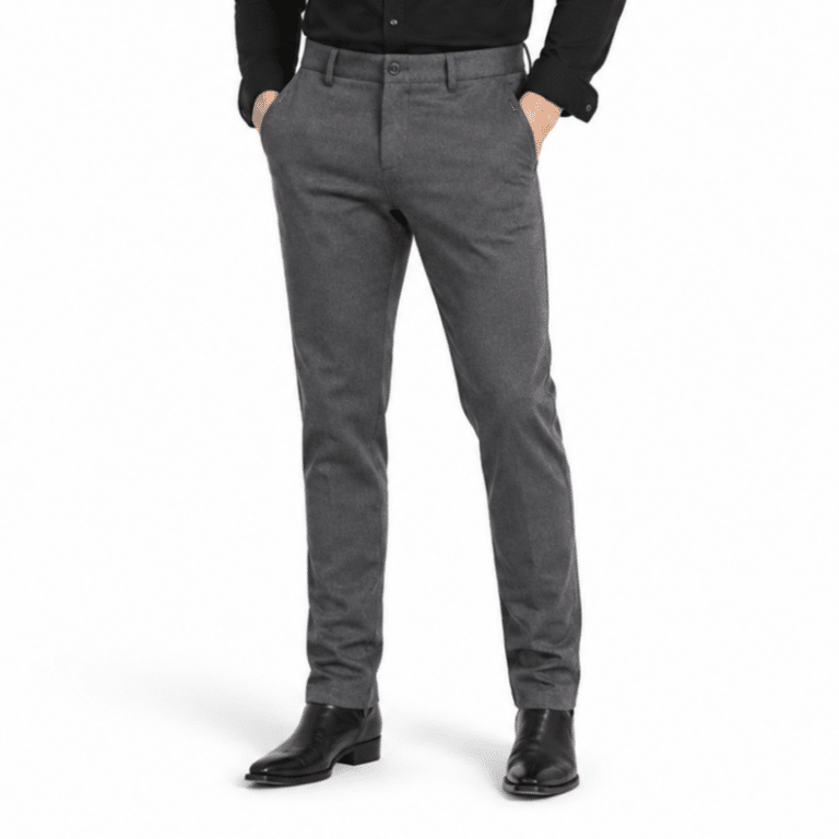 Pantalon homme gris chiné coupe ajustée western contemporaine (3)