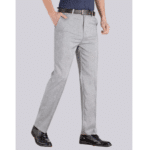 Pantalon homme gris clair coupe droite poches arrière passepoilées (4)