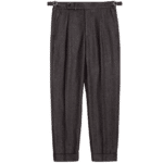 Pantalon vintage brun taupe à pinces et pattes latérales (3)
