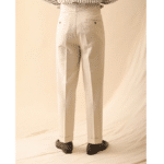 Pantalon vintage homme beige taille haute à pinces et revers (1)