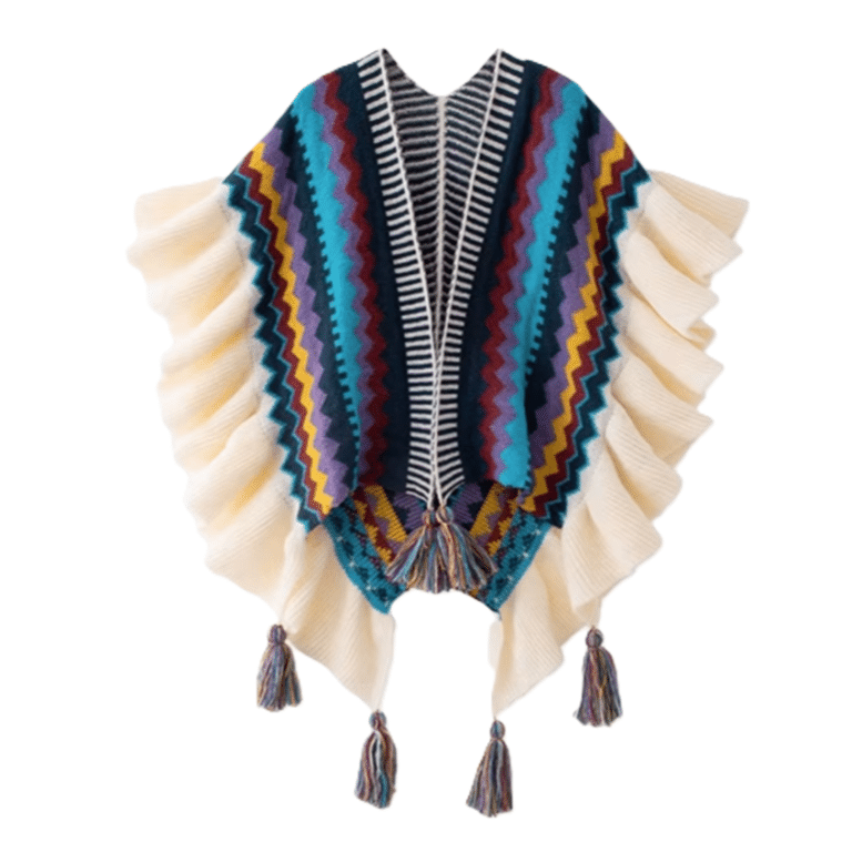 Poncho cowboy multicolore ample (1)