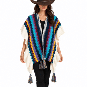 Poncho cowboy multicolore ample