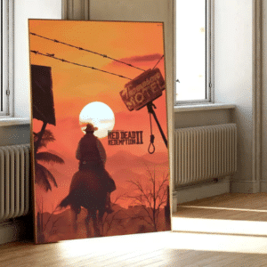Poster Red Dead Redemption II cowboy au coucher du soleil