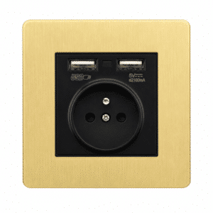 Prise acier inoxydable doré double USB