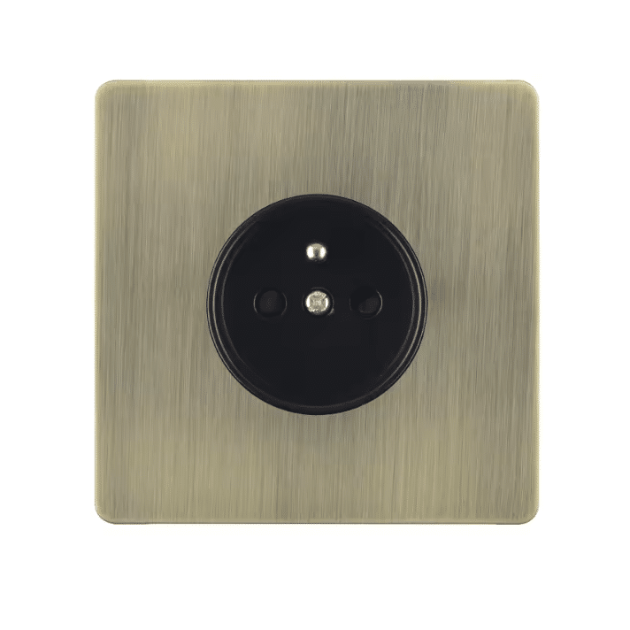 Prise murale bronze 16 A acier inoxydable 86 x 86 mm