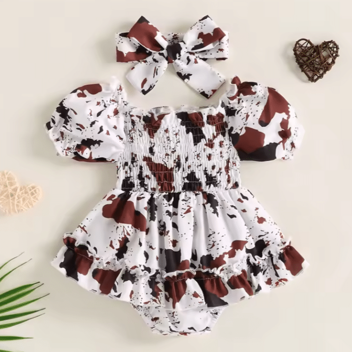 Robe bébé western body bandeau vache (1)