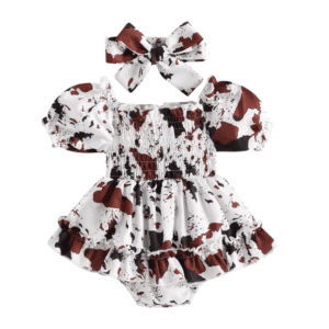 Robe bébé western body bandeau vache
