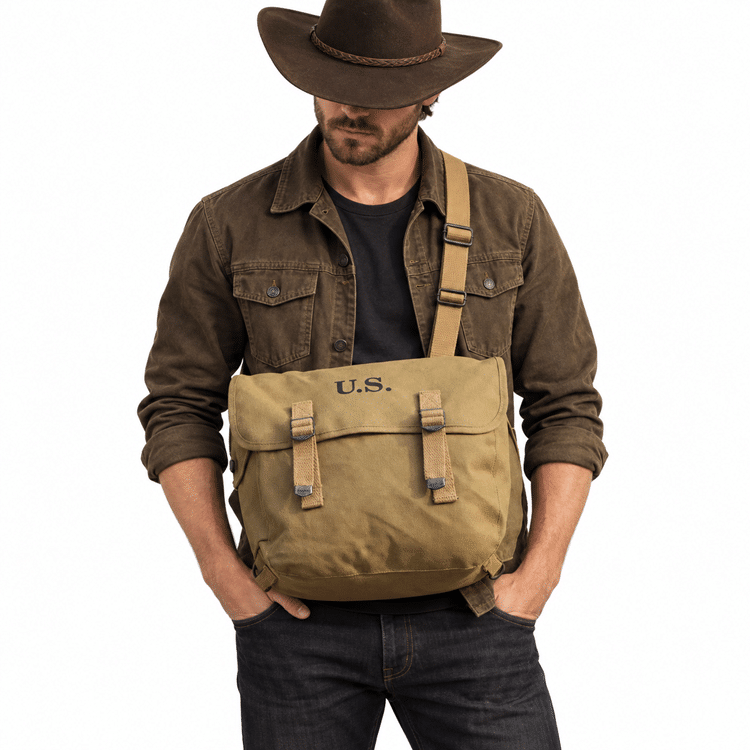 Sac bandoulière militaire US M1936 vintage beige (1)
