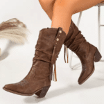 Santiags femme marron cognac bohème franges broderies (6)