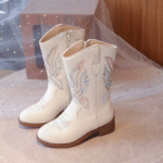 Santiags fille blanches cowboy broderies volutes (6)