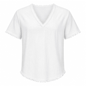 T-shirt cowboy blanc coton lin bords effilochés