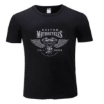 T-shirt noir biker moteur ailé doré (1)