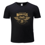 T-shirt noir biker moteur ailé doré (2)