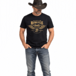 T-shirt noir biker moteur ailé doré (3)