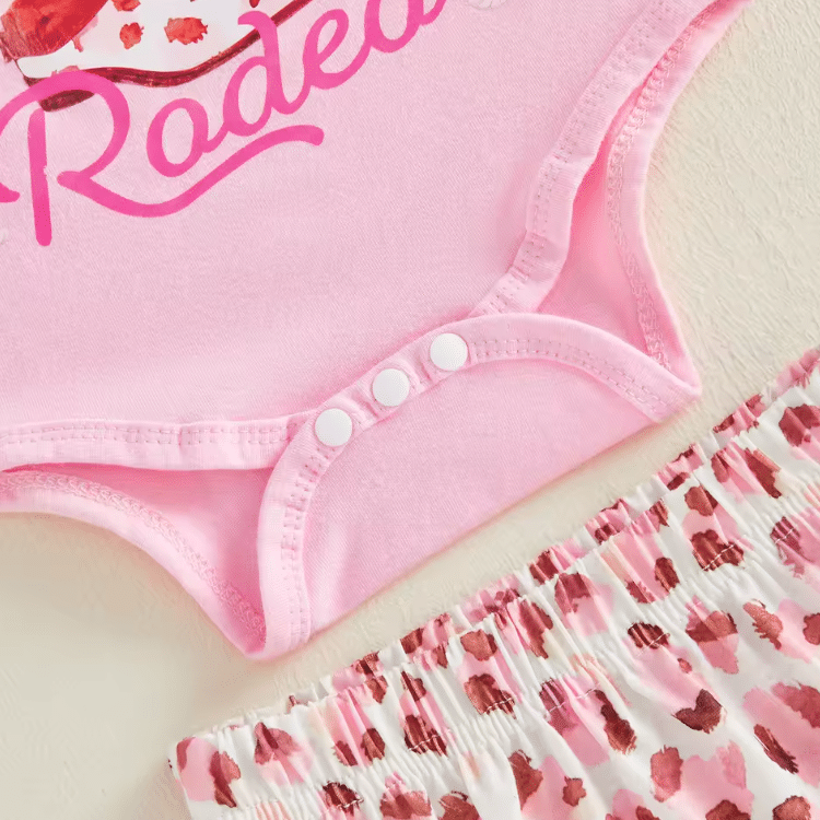 Tenue bébé cowgirl rose léopard franges (3)