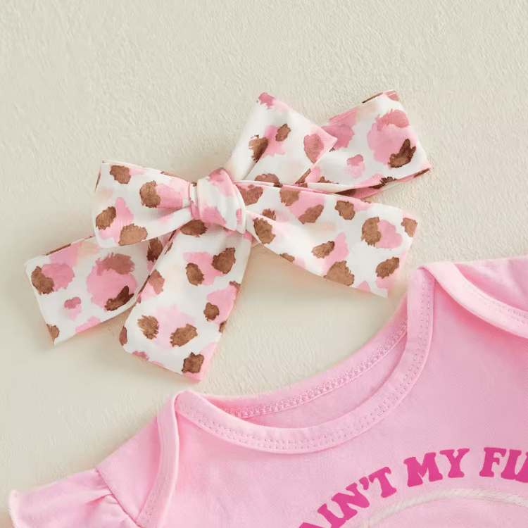 Tenue bébé cowgirl rose léopard franges (4)