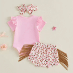 Tenue bébé cowgirl rose léopard franges (5)