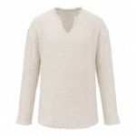 Tunique cowboy crème coton finition brut col V (2)