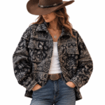 Veste cowboy noire paisley style jacquard (1)