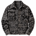 Veste cowboy noire paisley style jacquard