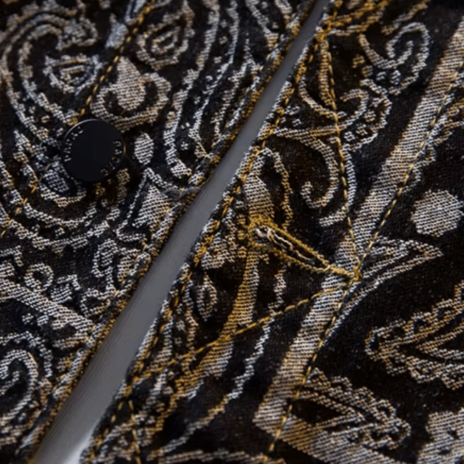 Veste cowboy noire paisley style jacquard (3)