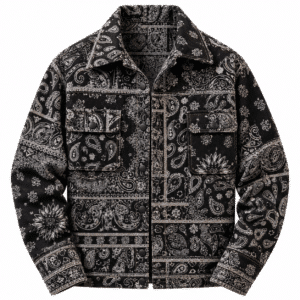 Veste cowboy unisexe noire paisley style jacquard